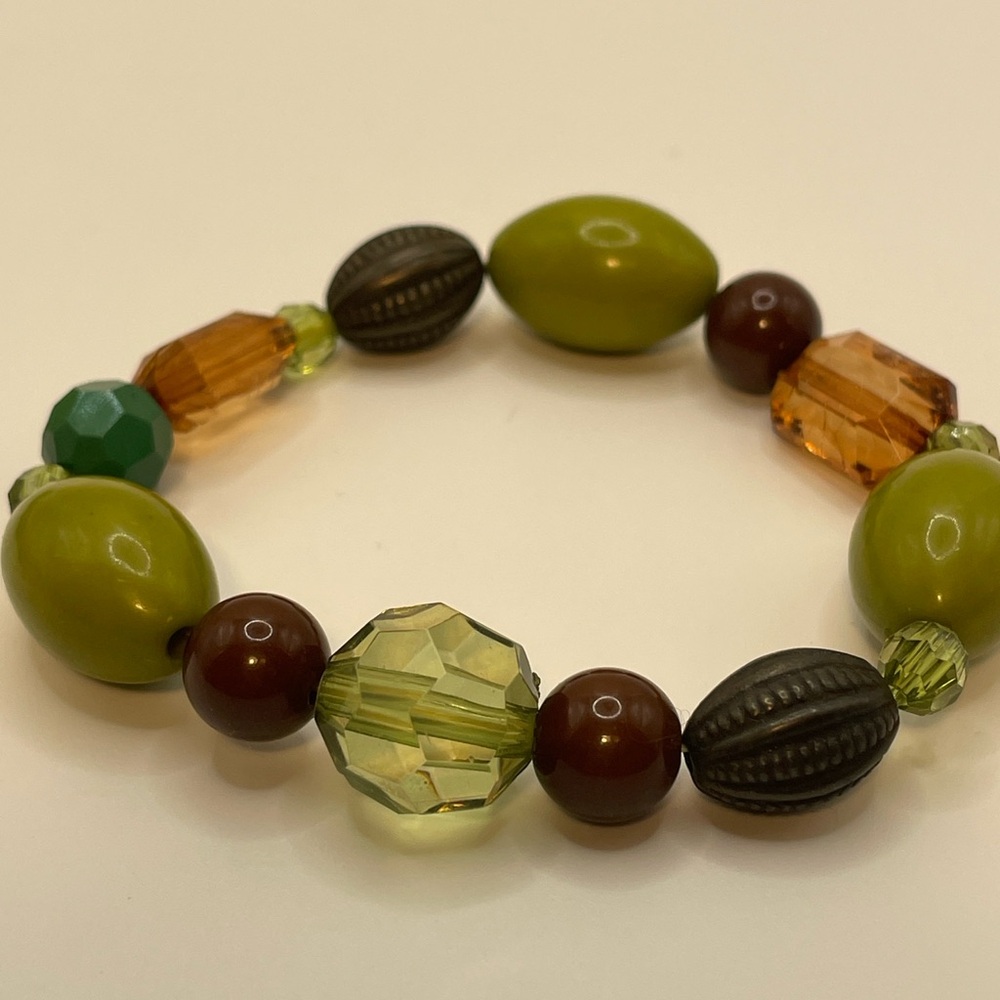 5pc NEW Green Beaded Stretch Bracelets Boho Stack Set Jade Olive Peridot Vibes đ - Picture 4 of 16
